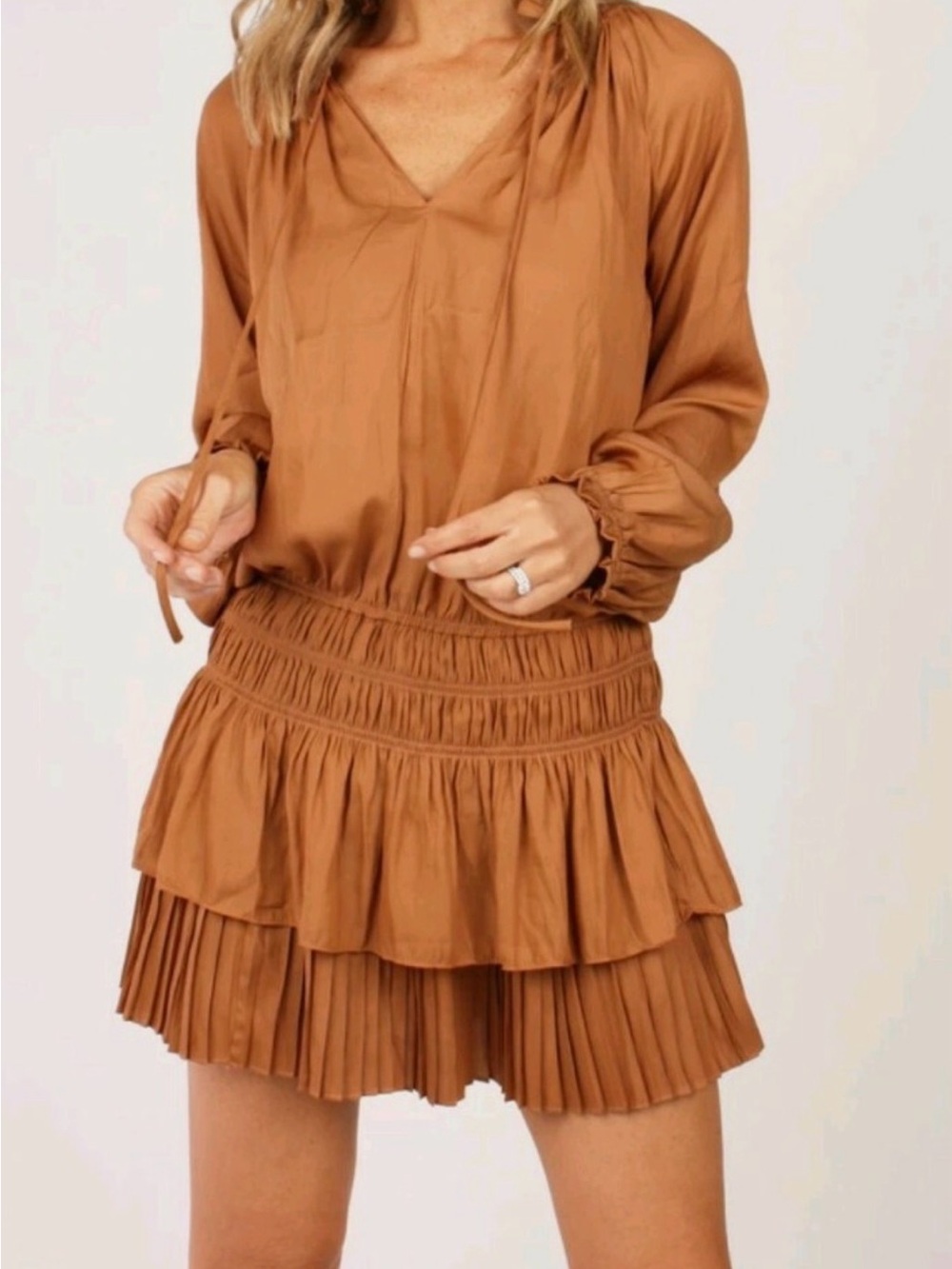 Mustard Seed Rust-Toned Tiered Mini Skirt